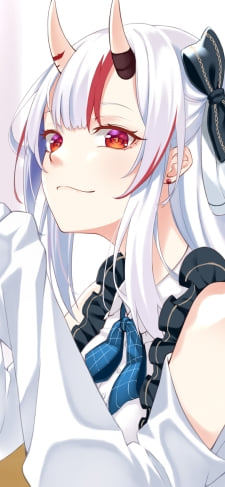 両手を合わせて微笑む可愛い百鬼あやめ / 赤い瞳 / ホロライブ / バーチャルYouTuber / VtuberのiPhone / スマホ壁紙