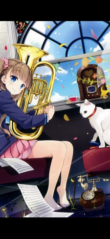 女の子と白い猫のiPhone / スマホ壁紙