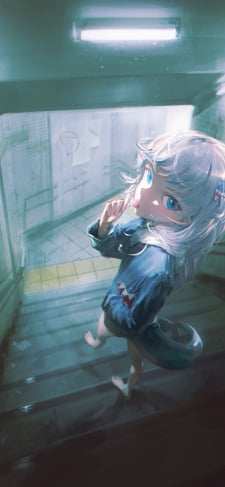 地下通路へ続く階段で飴をなめながら振り返るがうる・ぐら / ホロライブ / バーチャルYouTuber / VtuberのiPhone / スマホ壁紙