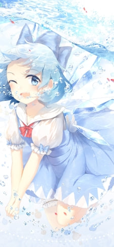 水の中でウィンクするチルノ / 東方のiPhone / スマホ壁紙