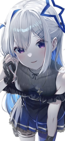 前かがみで髪を触る天音かなた / ホロライブ / バーチャルYouTuber / VtuberのiPhone / スマホ壁紙