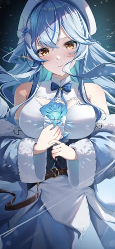 青い薔薇を持つ可愛い雪花ラミィ / ホロライブ / バーチャルYouTuber / VtuberのiPhone / スマホ壁紙