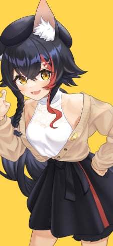 左手を腰にあて右手でガオーポーズをする可愛い大神ミオ / ホロライブ / バーチャルYouTuber / VtuberのiPhone / スマホ壁紙