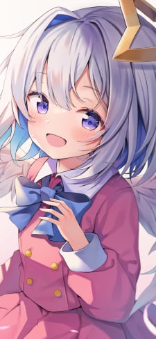 ピンクの衣装着た可愛い天音かなた / 青いリボン / ホロライブ / バーチャルYouTuber / VtuberのiPhone / スマホ壁紙