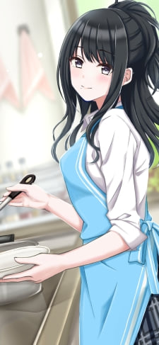 シチューを作る風野 灯織 (かざの ひおり) / 青いエプロン / アイドルマスターシャイニーカラーズのiPhone / スマホ壁紙