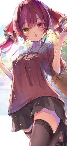 買い物に行く私服の可愛い宝鐘マリン / リラックマのバッグ / ホロライブ / バーチャルYouTuber / VtuberのiPhone / スマホ壁紙