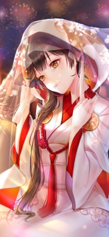 白い着物を着た高雄 / アズールレーンのiPhone / スマホ壁紙