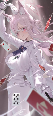 沢山のトランプとこちらを見つめる清澄アキラ / ブルアカ / ブルーアーカイブのiPhone / スマホ壁紙