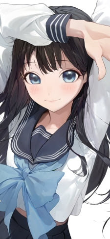 頭の上でポーズをとるかわいい明日小路（あけび こみち） / セーラー服 / 明日ちゃんのセーラー服のiPhone / スマホ壁紙