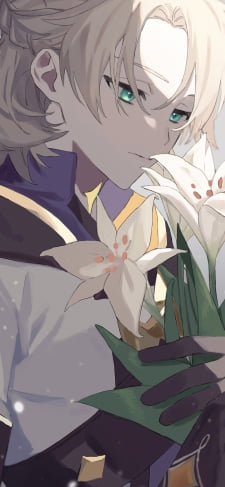 白い百合の匂いを嗅ぐアルベド / 原神のiPhone / スマホ壁紙