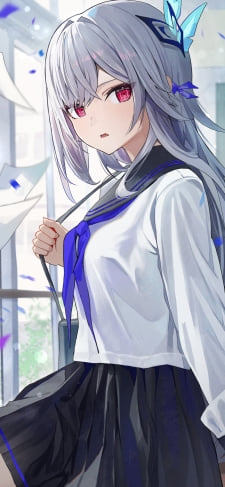 制服姿の赤い瞳のスカーク / 原神のiPhone / スマホ壁紙