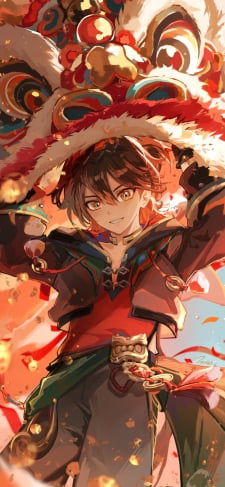 新年のお祝いをする嘉明 / 原神のiPhone / スマホ壁紙