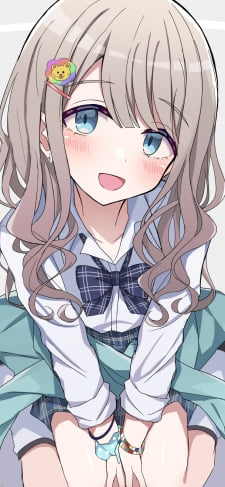制服を着て正座する可愛い芹沢あさひ / アイドルマスターシャイニーカラーズのiPhone / スマホ壁紙