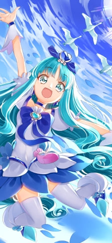 白鳥と両手を挙げるキュアマリン / ハートキャッチプリキュア！のiPhone / スマホ壁紙