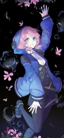 左手をあげるアズリウス / ピンクの花 / アークナイツのiPhone / スマホ壁紙