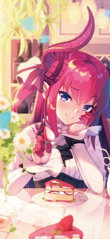 苺のケーキの前で立て肘をついて微笑むエリザベート・バートリー / Fate/extra cccのiPhone / スマホ壁紙