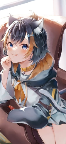 茶色い椅子に座って微笑む可愛いペトラ・グリン / にじさんじ / バーチャルYouTuber / VtuberのiPhone / スマホ壁紙