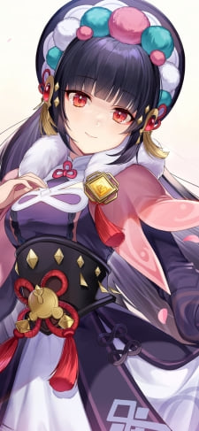 スカートの裾を持つ可愛い雲菫 / ピンクの花びら / 原神のiPhone / スマホ壁紙