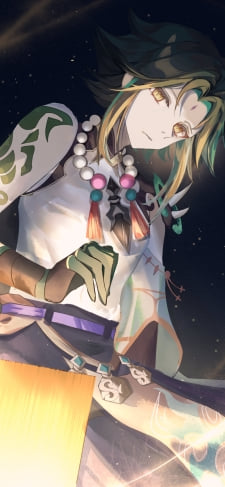 斜め下を見つめるかっこいい魈 / 星空 / 原神のiPhone / スマホ壁紙