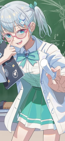 白いチョークを持ちメガネをクイッとしてる宇推くりあ / 黒板 / 黒板消し / 数式 / バーチャルyoutuberのiPhone / スマホ壁紙