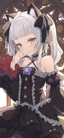 口元に手をあて微笑む紫咲シオン / 猫耳 / 黄色い瞳 / ホロライブ / バーチャルYouTuber / VtuberのiPhone / スマホ壁紙