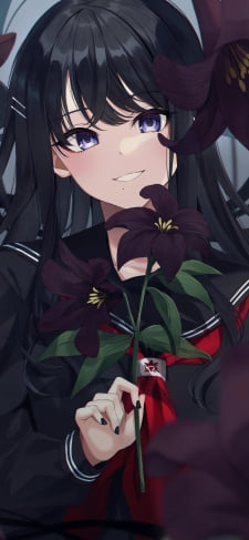 紫の花を持って微笑む風野灯織(かざの ひおり) / アイドルマスターシャイニーカラーズのiPhone / スマホ壁紙