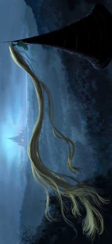 遠くの城を眺める塔の上のラプンツェルのiPhone / スマホ壁紙