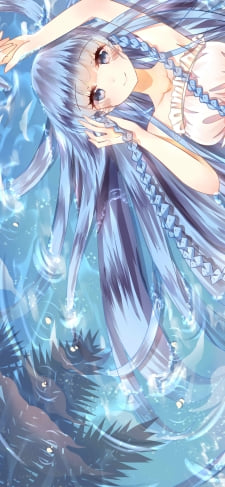 水に浸かる青い髪の少女のiPhone / スマホ壁紙