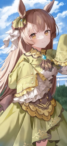青空と緑のドレスを着たサトノダイヤモンド / ウマ娘 / ファンアート / イラストのiPhone / スマホ壁紙