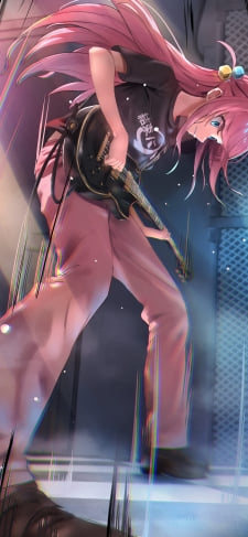 黒いギターをギュンギュン弾く後藤ひとり / ぼっち・ざ・ろっく! / ファンアート / イラストのiPhone / スマホ壁紙