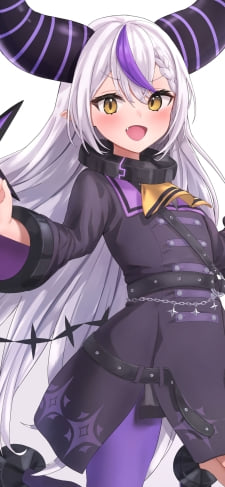 笑顔でジャンプするラプラス・ダークネス / ホロライブ / バーチャルYouTuber / ファンアート / イラストのiPhone / スマホ壁紙