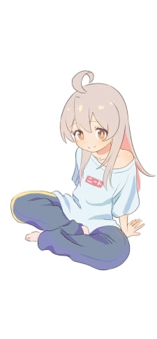 胡坐をかいている緒山まひろ / お兄ちゃんはおしまい! / ファンアート / イラストのiPhone / スマホ壁紙
