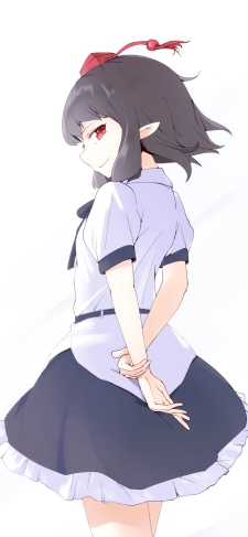 後ろ手を組む射命丸文 / 東方のiPhone / スマホ壁紙