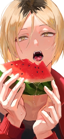 スイカを食べる孤爪研磨 / ハイキュー!!のiPhone / スマホ壁紙