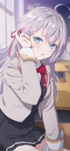髪をかきあげるアリサ・ミハイロヴナ・九条 / 制服 / 時々ボソッとロシア語でデレる隣のアーリャさんのiPhone / スマホ壁紙