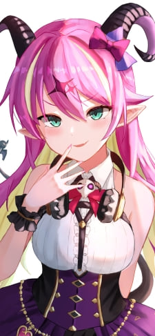 手を口元にあてて微笑む魔乃アロエ / ホロライブ / バーチャルYouTuber / VtuberのiPhone / スマホ壁紙