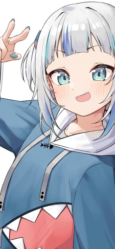 右手でピースをして笑う可愛いがうる・ぐら / 鮫 / ホロライブ / バーチャルYouTuber / VtuberのiPhone / スマホ壁紙