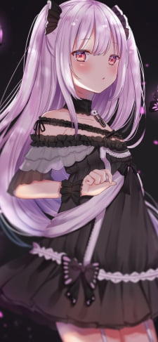 紫の髪色のクールな潤羽るしあ / ホロライブ / バーチャルYouTuber / VtuberのiPhone / スマホ壁紙
