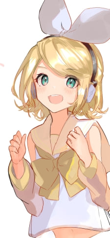 両手を握る鏡音リン / ボカロ / ボーカロイドのiPhone / スマホ壁紙