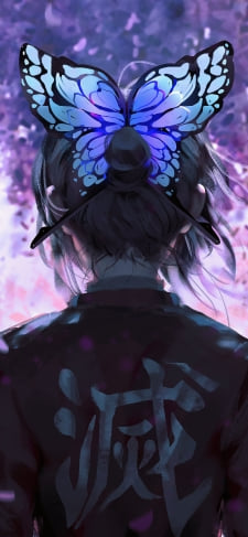 胡蝶しのぶ / 後ろ姿 / 青いアゲハ蝶 / 鬼滅の刃のiPhone / スマホ壁紙