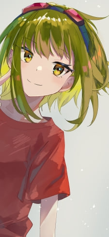 笑顔でガッツポーズするグミ / gumi / ボカロ / ボーカロイドのiPhone / スマホ壁紙