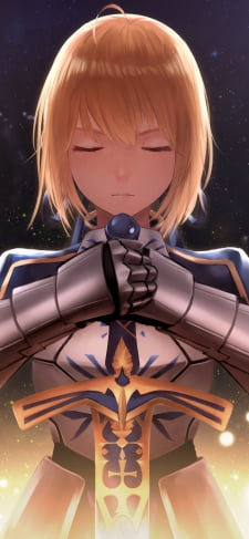 両手に剣を持ち目をつぶるセイバー / アルトリア・ペンドラゴン / Fate / フェイト/ステイナイトのiPhone / スマホ壁紙
