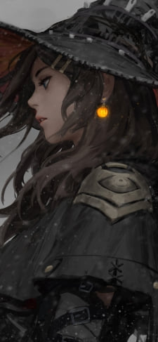 オレンジのイヤリングをつけた魔女の横顔のiPhone / スマホ壁紙