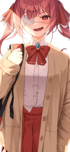 白い眼帯を付けた赤いセーラー服を着た宝鐘マリン / ホロライブ / バーチャルYouTuber / VtuberのiPhone / スマホ壁紙