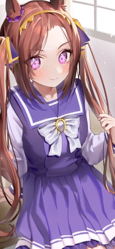 机に座るサクラバクシンオー / ウマ娘プリティーダービーのiPhone / スマホ壁紙