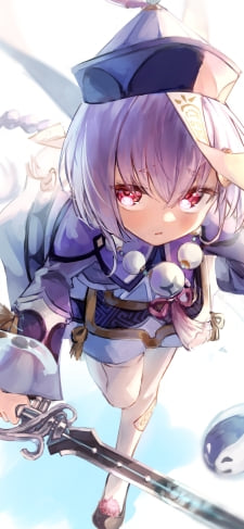 剣を持ち走る七七 / 原神のiPhone / スマホ壁紙