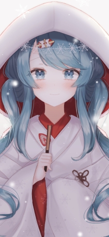 白無垢を着た雪ミク / ボーカロイドのiPhone / スマホ壁紙