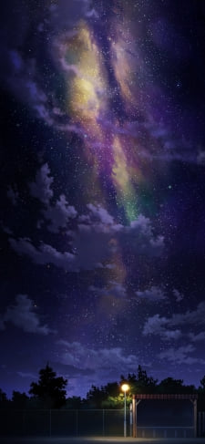 綺麗な星空と電灯 / Beautiful starry sky and electric lightsのiPhone / スマホ壁紙