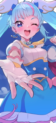 右手を差し出すソラ・ハレワタール / キュアスカイ / プリキュアのiPhone / スマホ壁紙