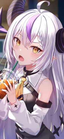 アイスティーを飲む可愛いラプラス・ダークネス / ホロライブ / バーチャルYouTuber / VtuberのiPhone / スマホ壁紙